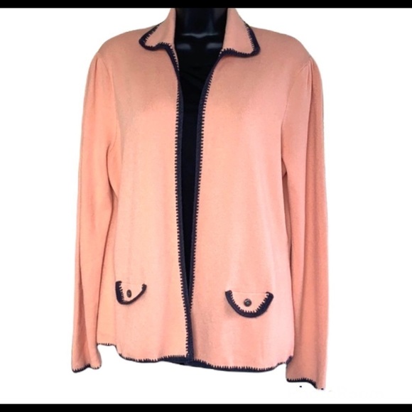 Anne Klein blush pink/orange knitted open cardigan/sweater - Picture 2 of 11